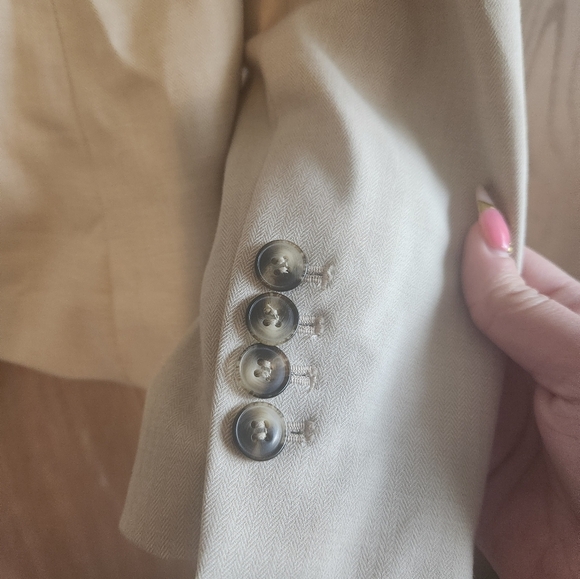 Ann Taylor Cream Blazer Tailored Suit Jacket - Picture 3 of 4